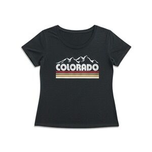 Techstyles‎ Graphic T-Shirt Womens Large Gray Colorado Mountain Tee Retro Top